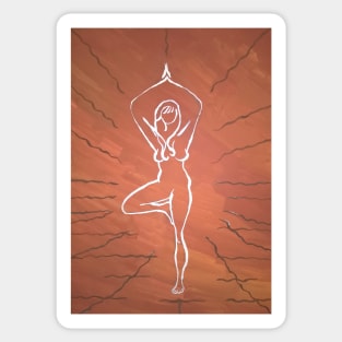 Yoga asana Vrksasana. A tree pose. Sticker